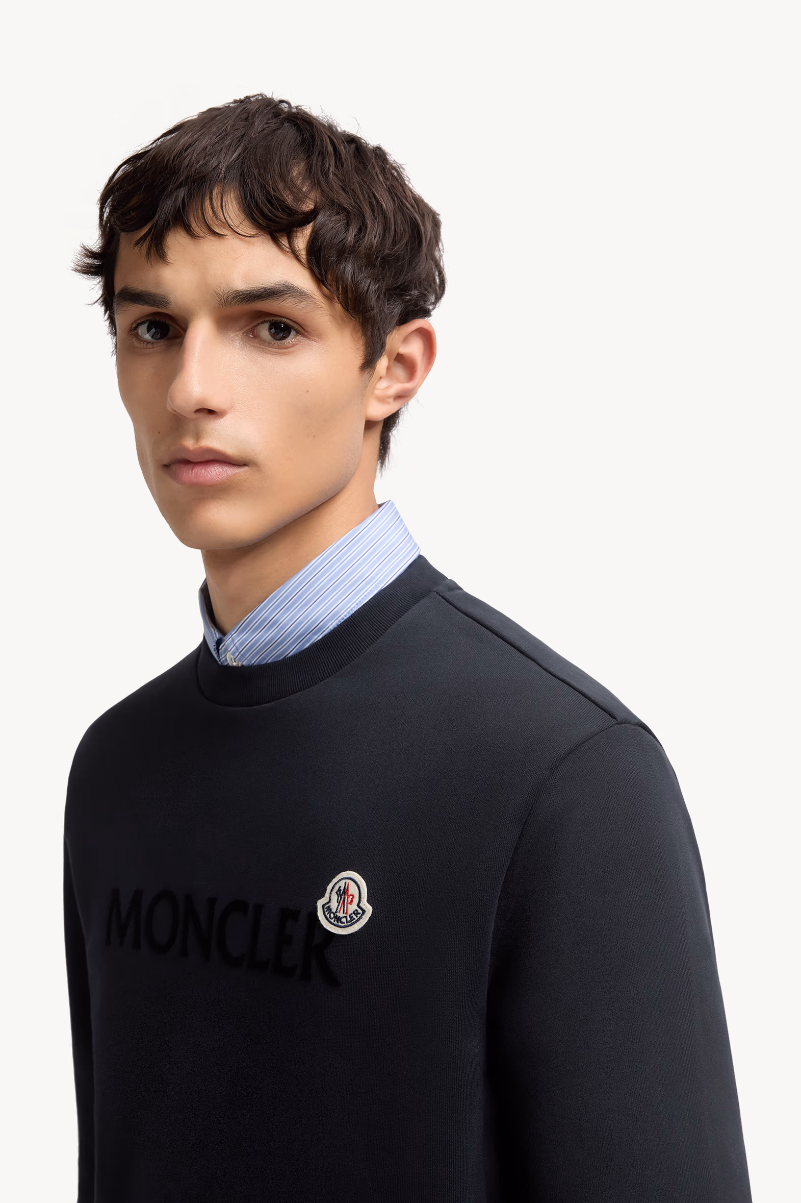 Sweat en coton avec logo Hommes Bleu Nuit Moncler 4